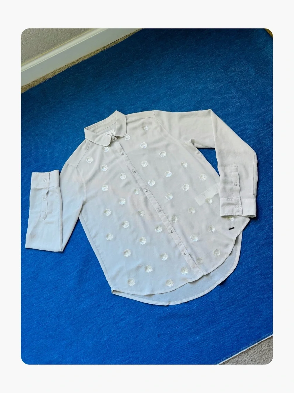 ★ Abercrombie & Fitch Elevated Basic Sequins Long Sleeve Button Down Blouse S ★